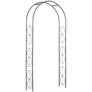 Outsunny Arco de Jardín de Metal Arco de Rosas Arco de Boda Diseño Enrejado para Plantas Trepadoras para Decoración Patio Terraza 114x30x230 cm Negro