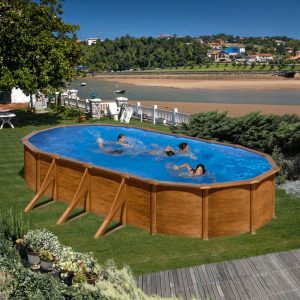 Piscina desmontable de acero madera PACIFIC 730x375x120 – Con depuradora