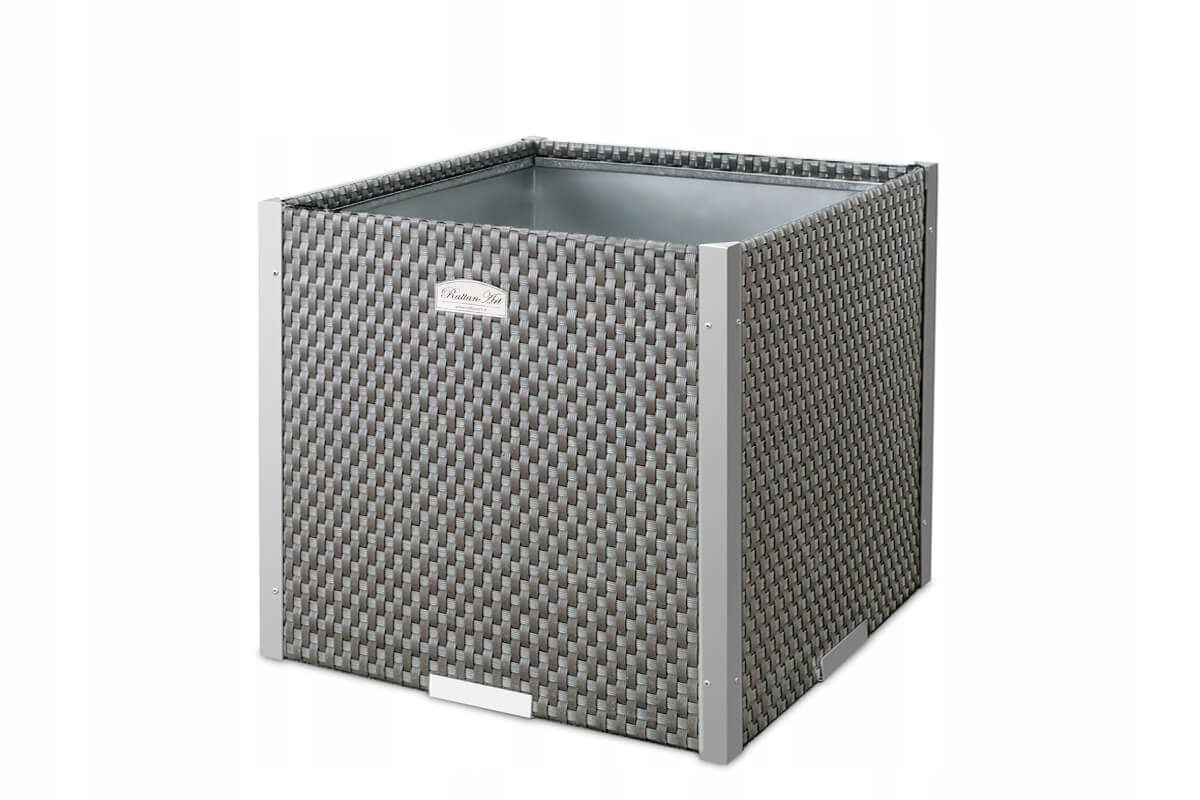 Jardinera Ratán con Marco de Aluminio (Gris) 46x46x46