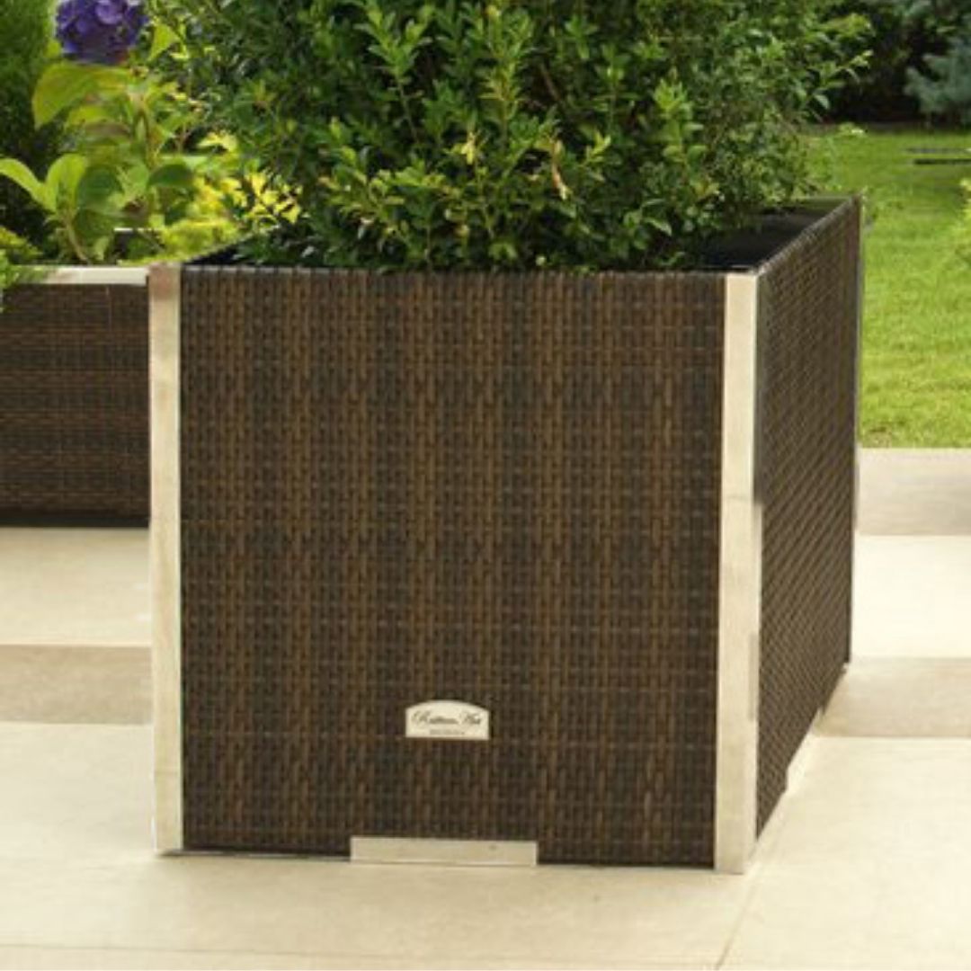 Jardinera Ratán con Marco de Aluminio (Gris) 46x46x46 - Imagen 3