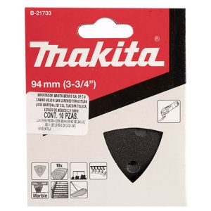 Lija Delta Negra Grano 120-240-400-600-1200.10u. 2 DE c/u . 6 ORIFICIOS PARA PIEDRAS 2 DE c/u 6 ORIFICIOS PARA MADERA Makita B-21733