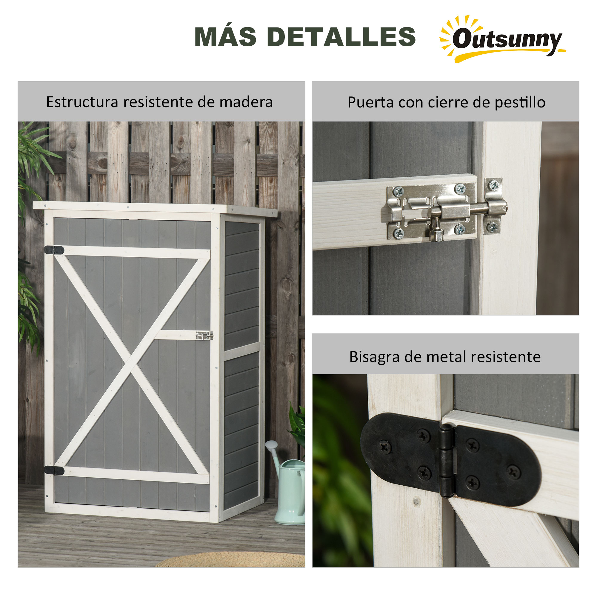 Outsunny Caseta de Jardín Exterior 3,2 m² 280x130x172 cm Cobertizo de Jardín Exterior con Puerta Corredera Techo Inclinado Base Refuerzo (Suelo NO Incluido) y 2 Ventanas Gris Oscuro - Imagen 6