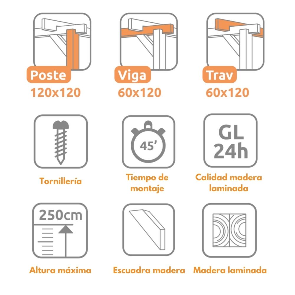 Pérgola de Madera Laminada Fuengirola (Maderland) – Gardeneas - Imagen 2