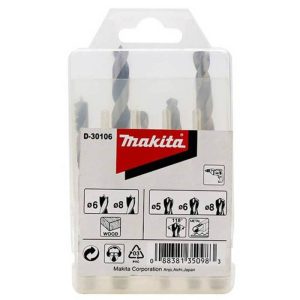 Set 5 brocas / 2 MADERA (6 Y 8mm) y 3 METAL (5, 6 Y 8mm) Makita D-30106