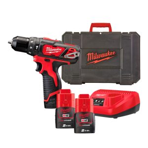 TALADRO PERCUTOR 12V M12 BPD-202C MILWAUKEE + 2 baterías 2.0ah + maleta + cargador