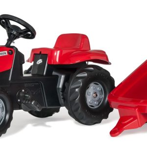 MASSEY FERGUSON CON REMOLQUE ROLLY KID TRACTOR A PEDALES ROLLY TOYS 012305