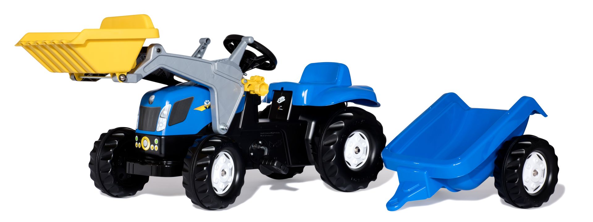 NEW HOLLAND CON PALA + REMOLQUE ROLLY KID TRACTOR A PEDALES ROLLY TOYS 023929