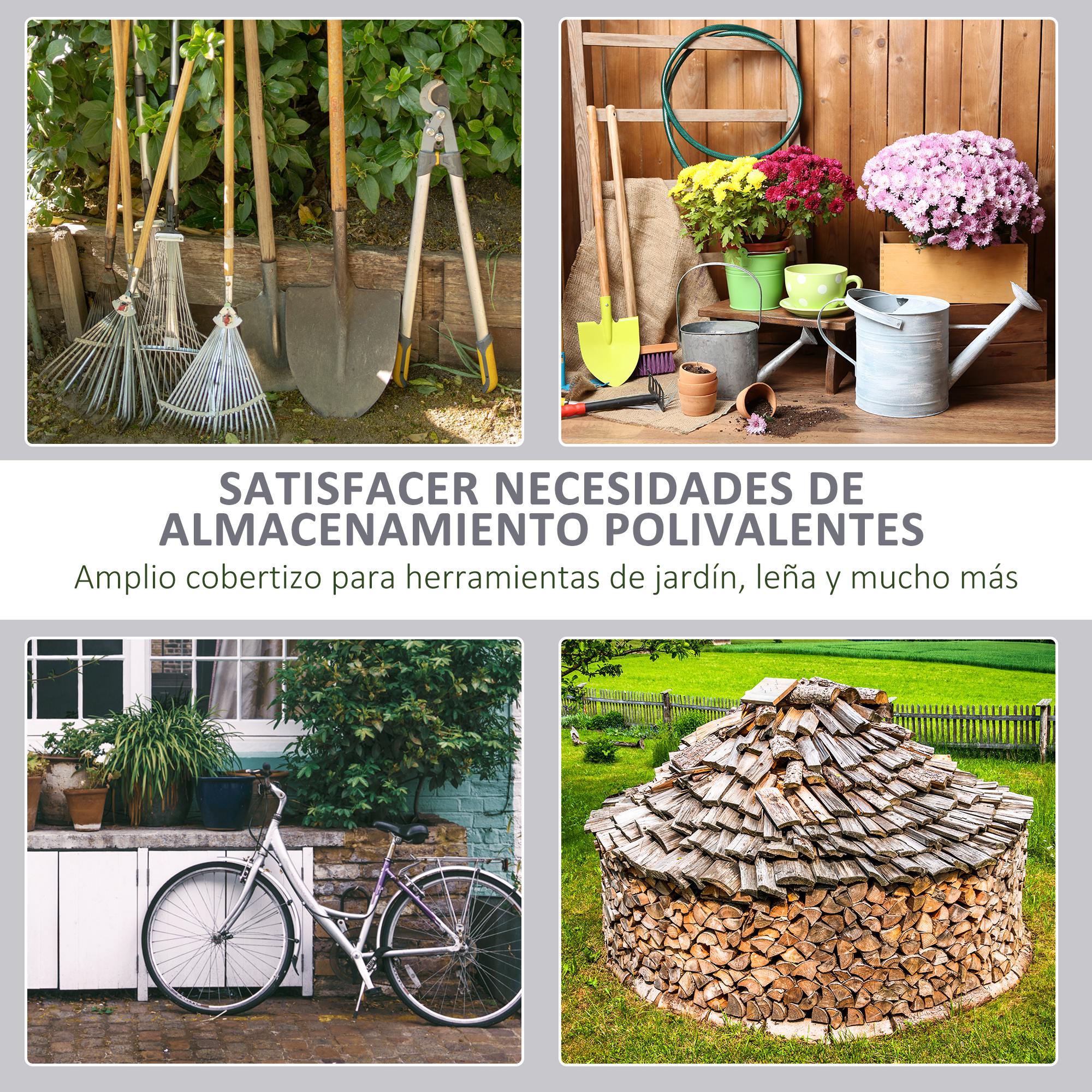 Outsunny Carpa para Herramientas Bicicletas y Motos 2x2x2 m Garaje Portátil con 1 Puerta con Cremallera 1 Cubierta de PE Impermeable Anti-UV y Marco de Acero Cochera Portátil para Jardín Gris - Imagen 7