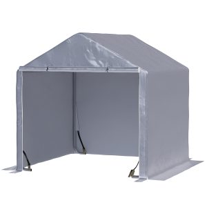 Outsunny Carpa para Herramientas Bicicletas y Motos 2x2x2 m Garaje Portátil con 1 Puerta con Cremallera 1 Cubierta de PE Impermeable Anti-UV y Marco de Acero Cochera Portátil para Jardín Gris
