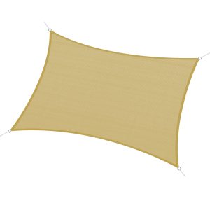 Outsunny Toldo Vela de Sombra Rectangular 6×4 m Toldo de Terraza Protección Rayos UV para Exterior Patio Jardín Beige