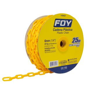 Cadena plástica calibre 6 mm de 25 m, color amarillo Foy 143421