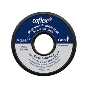WTP34-25 CINTA SELLADORA PARA PLOMERO PROFESIONAL 3/4″ x 25M