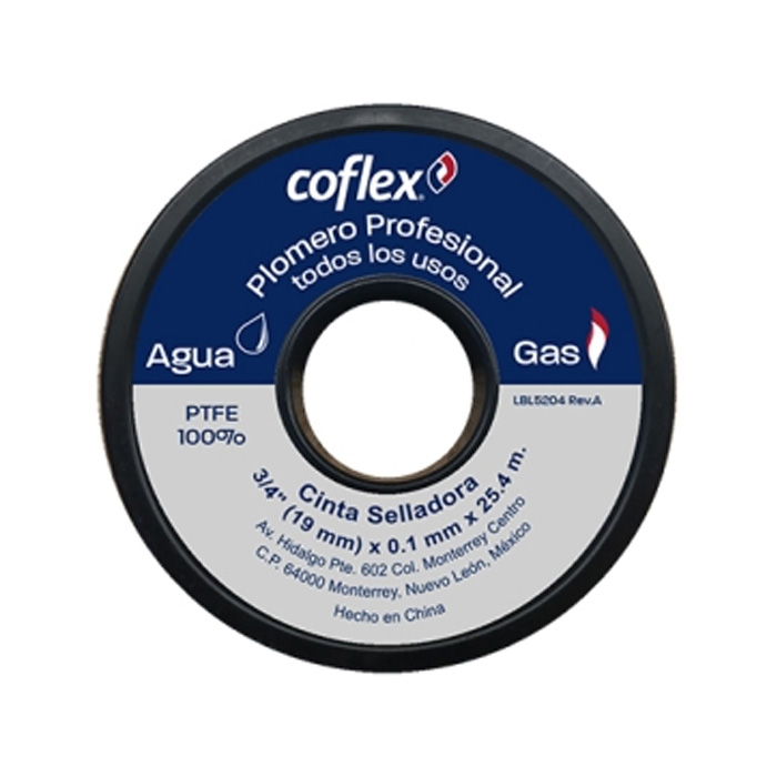 WTP34-25 CINTA SELLADORA PARA PLOMERO PROFESIONAL 3/4″ x 25M