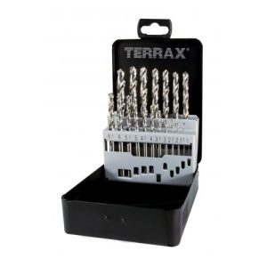 Terrax-A214214-Juegos de 19 brocas DIN 338 tipo N HSS rectificadas
