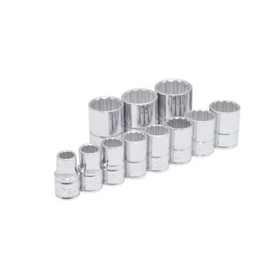 Juego de dados cuadro de 1/2″, 12 puntas, en pulgadas, en riel, 11 piezas Urrea 54111