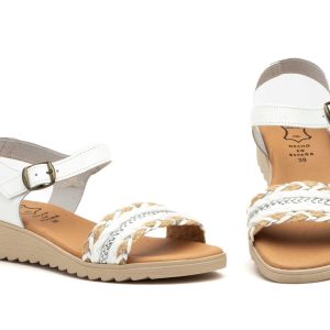 Sandalias Mujer Piel Hebilla Cuña Baja