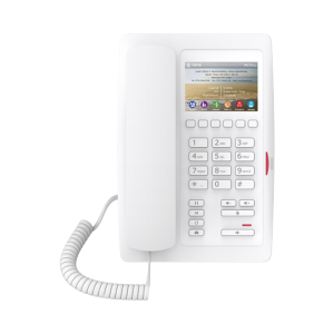 (H5 Color Blanco)Teléfono para Hotelería, profesional de gama alta con pantalla LCD de 3.5 pulgadas a color, 6 teclas programables para servicio rápido (Hotline) PoE