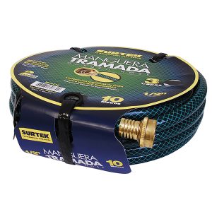 Manguera para jardín tramada con conector metálico 5/8″, 25 m Surtek M58T25