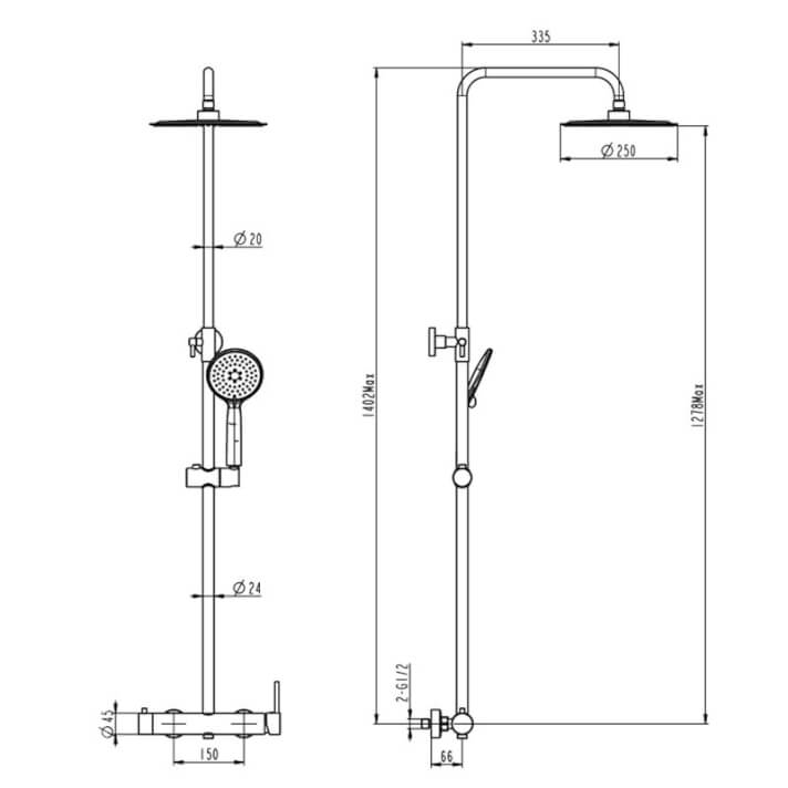 Columna ducha Inverter R oro cepillado de Gme - Imagen 3